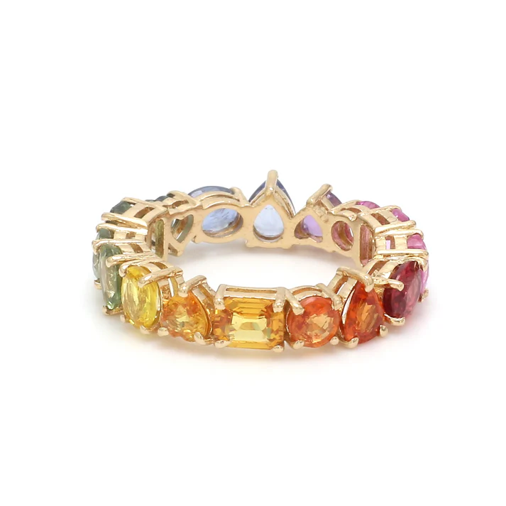 Rainbow Sapphire Mix Shape Ring