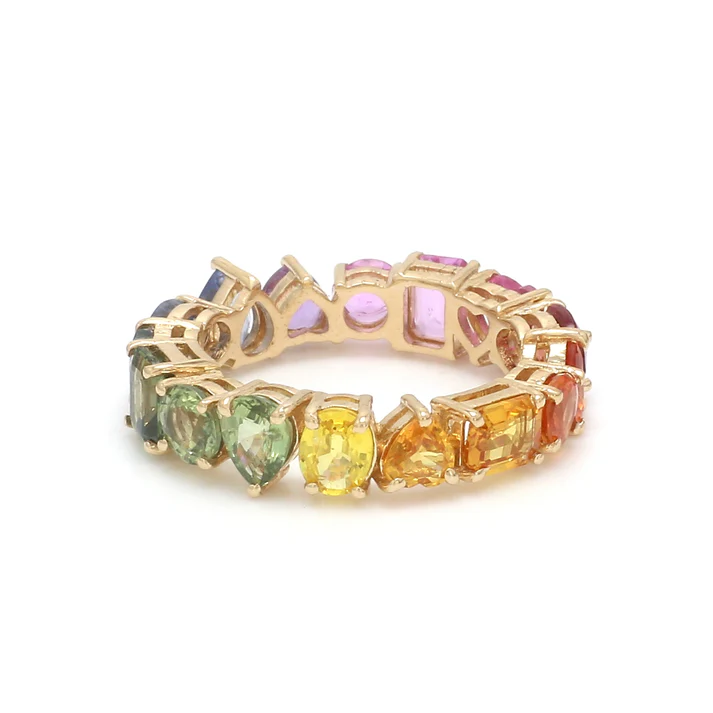 Rainbow Sapphire Mix Shape Ring