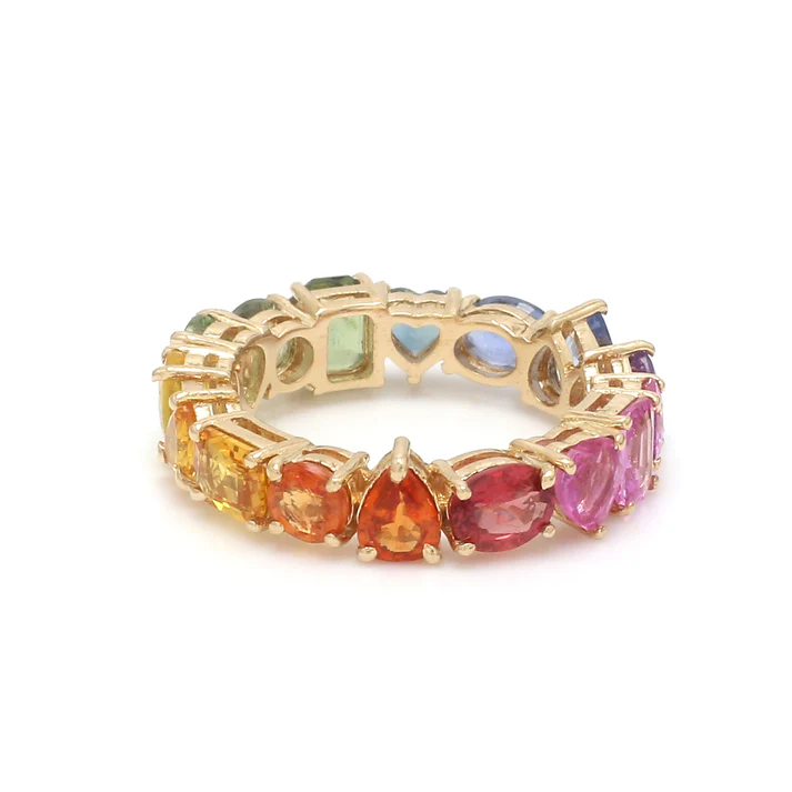 Rainbow Sapphire Mix Shape Ring