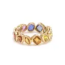 Rainbow Sapphire Mix Shape Bezel Ring