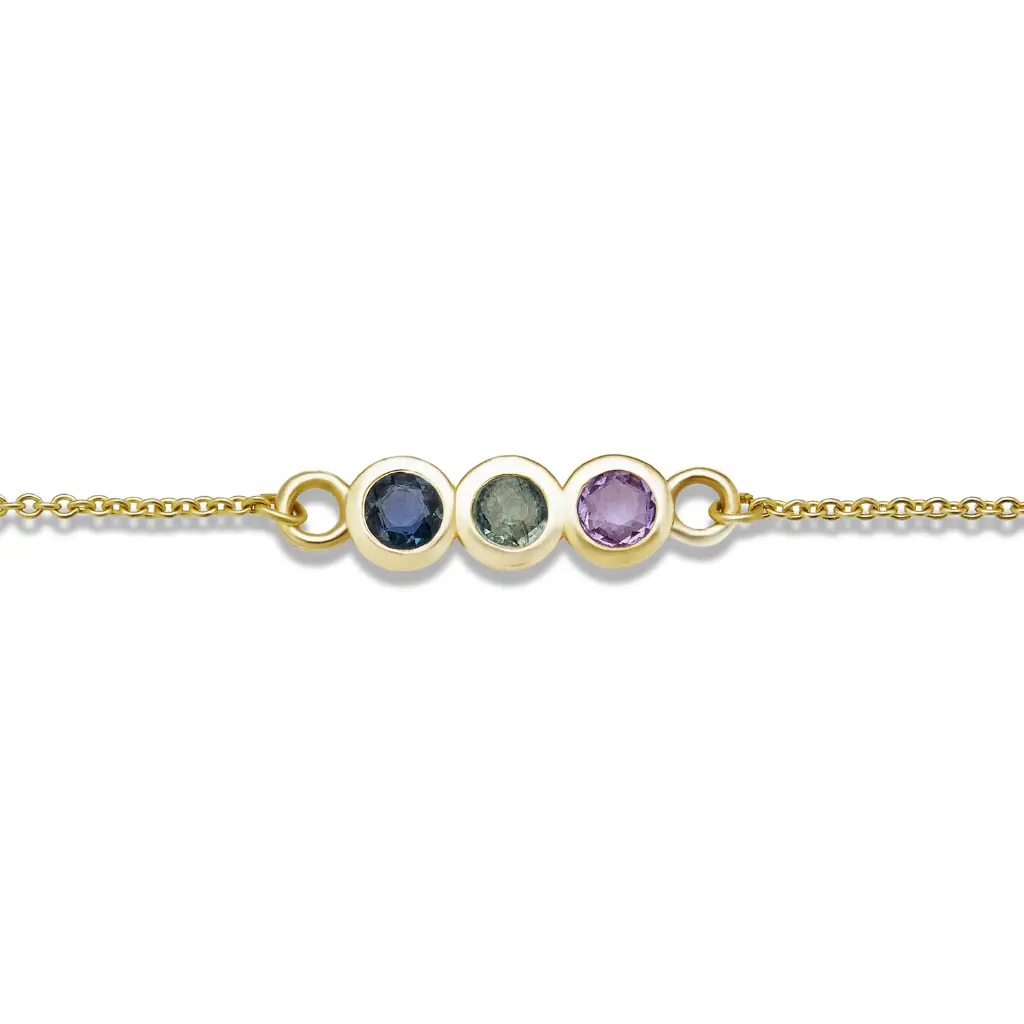 Rose Cut Trio Sapphire Bracelet