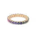 Rainbow Sapphire Round Shared Prong Ring 