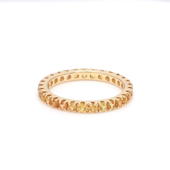 Yellow Sapphire Round Thin Band Ring 