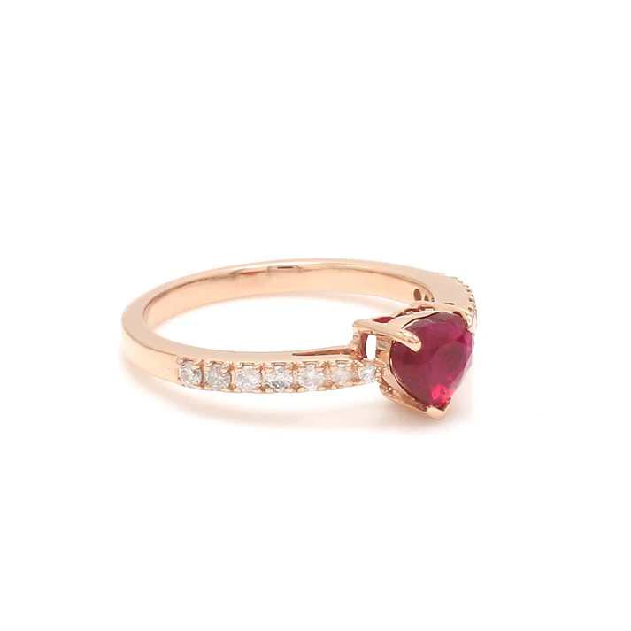 Ruby Heart Diamond Solitaire Ring 