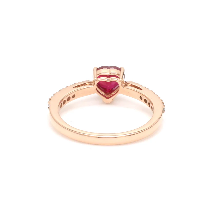 Ruby Heart Diamond Solitaire Ring 