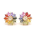 Rainbow Sapphire Marquise & Diamond Studs