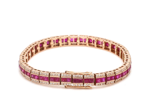 Ruby and Diamond Channel Set Bracelet