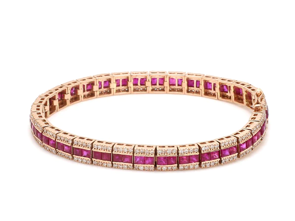 Ruby and Diamond Channel Set Bracelet