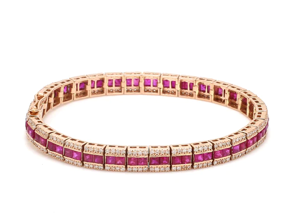 Ruby and Diamond Channel Set Bracelet