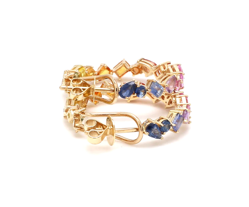 Rainbow Sapphire Mix Shape Hoops