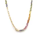 Rainbow Sapphire Upside Down Heart Necklace