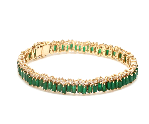 Emerald Baguette Cut Diamond Tennis Bracelet