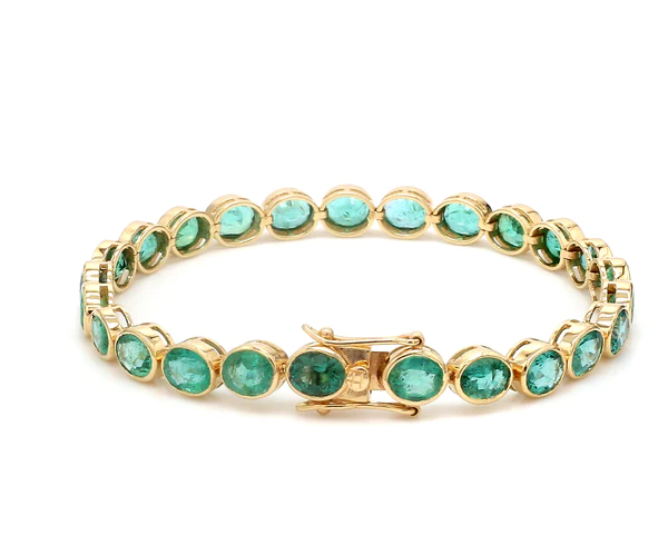 Emerald Oval Shape Bezel Set Tennis Bracelet