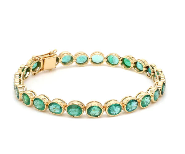 Emerald Oval Shape Bezel Set Tennis Bracelet