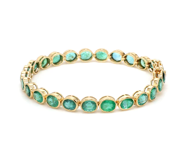 Emerald Oval Shape Bezel Set Tennis Bracelet