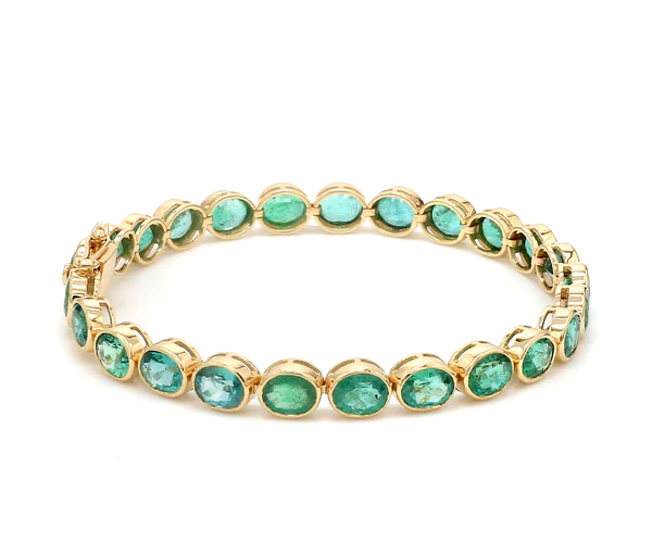 Emerald Oval Shape Bezel Set Tennis Bracelet