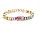 Rainbow Gemstone Emerald Cut Pastel Bracelet