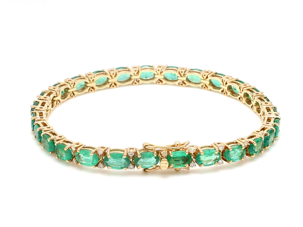 Emerald Diamond Oval Tennis Bracelet