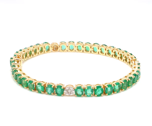 Emerald Oval And Diamond Bracelet