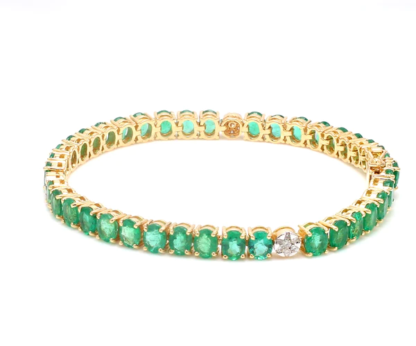 Emerald Oval And Diamond Bracelet