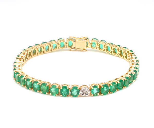 Emerald Oval And Diamond Bracelet