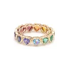 Rainbow Sapphire Heart Bezel Set Ring