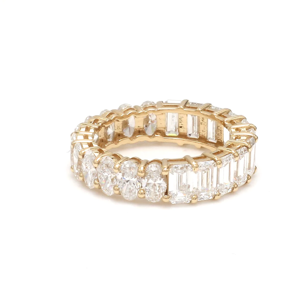 Diamond Oval & Emerald Cut Eternity Band Ring