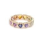 Rainbow Sapphire Heart Bezel Set Ring