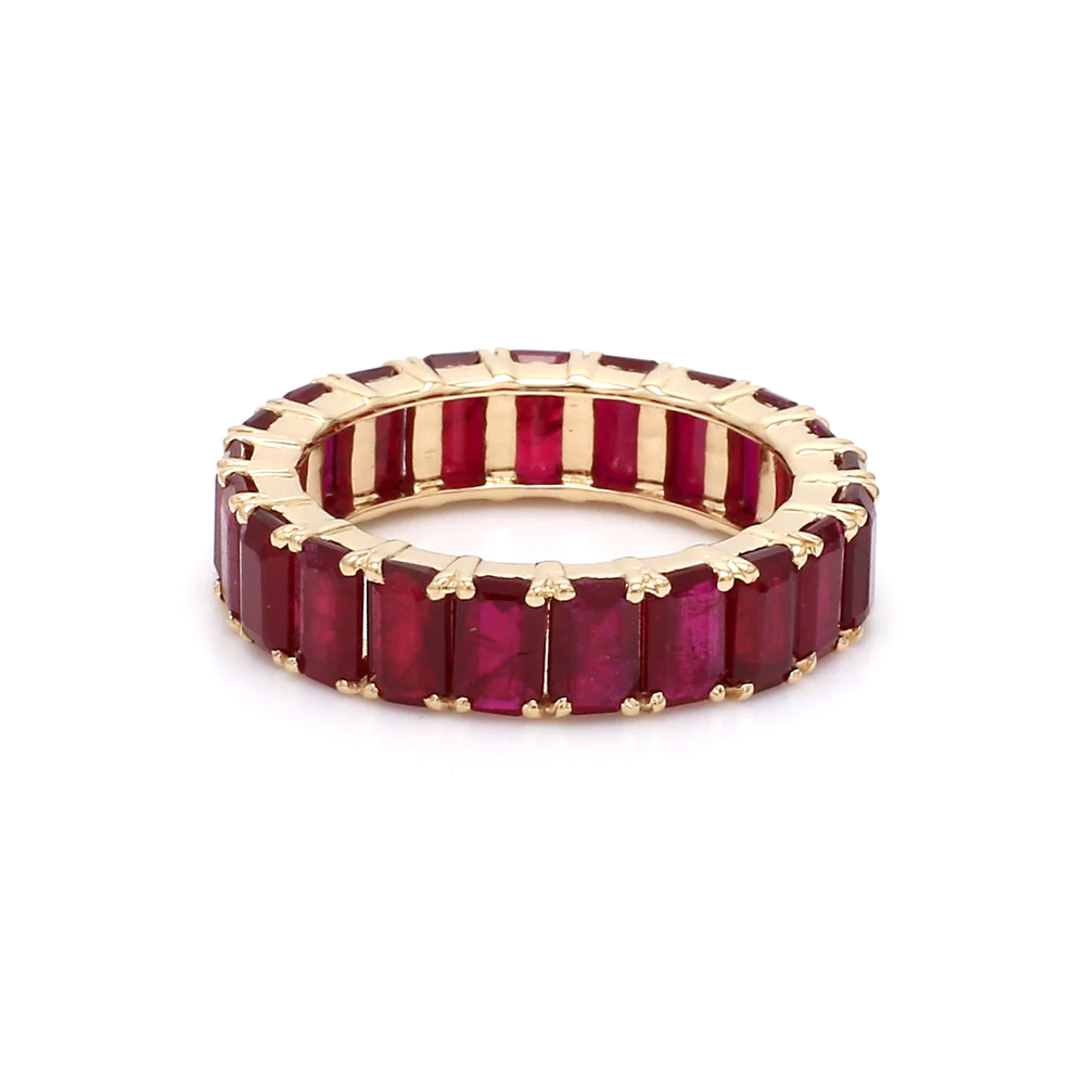 Ruby Emerald Cut Eternity Ring