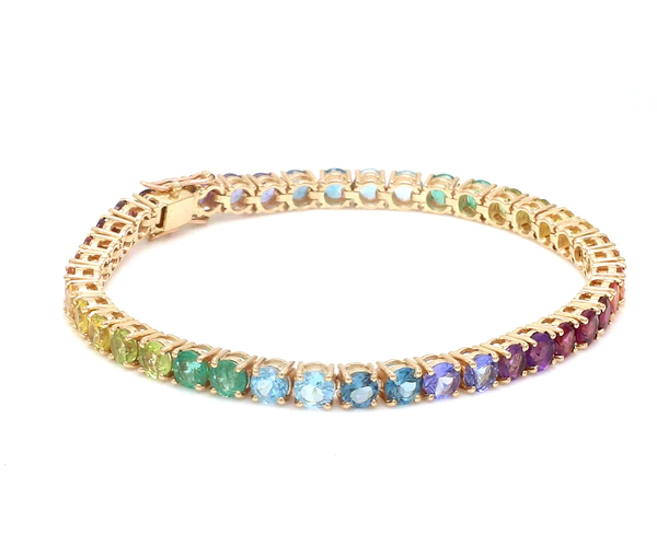 Rainbow Gemstone 4MM Round Tennis Bracelet