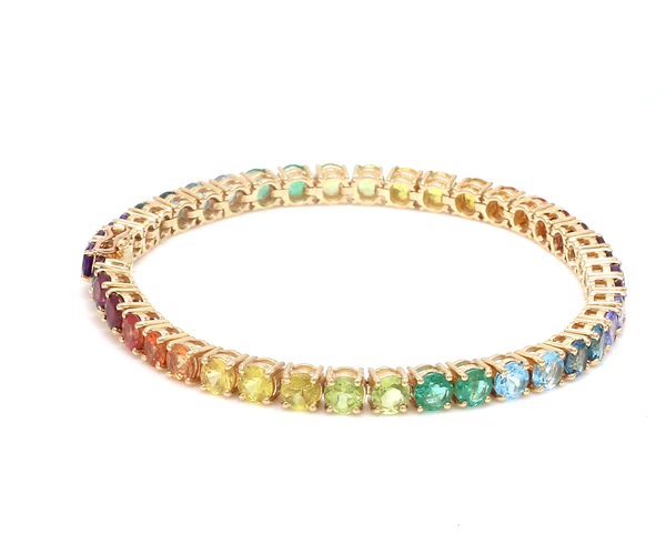 Rainbow Gemstone 4MM Round Tennis Bracelet