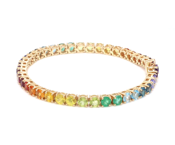 Rainbow Gemstone 4MM Round Tennis Bracelet