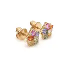 Rainbow Sapphire Oval Diamond Floral Studs