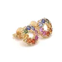 Rainbow Sapphire Round Cluster Studs