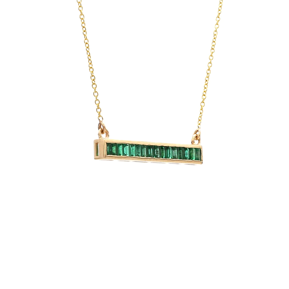 Emerald Baguette Bar Pendant