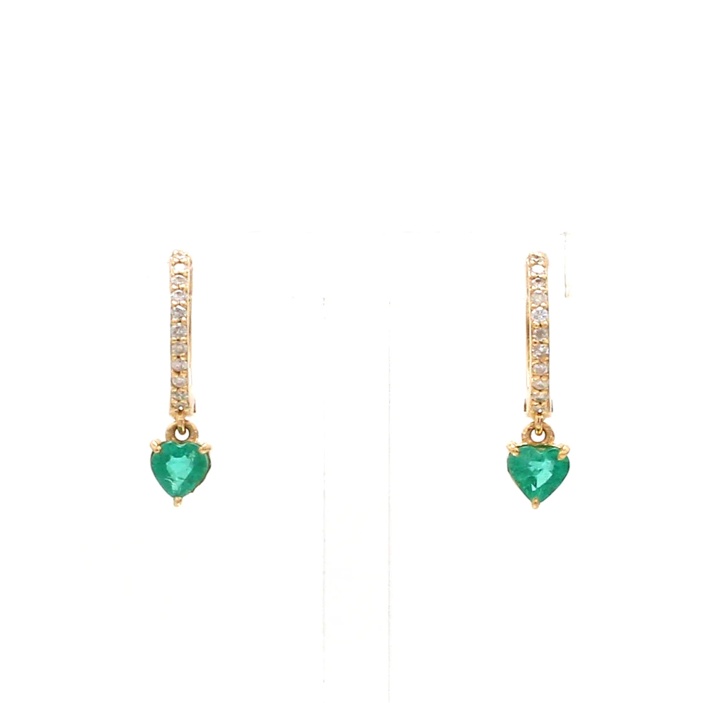 Emerald Heart Mini Huggies Earrings