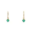 Emerald Heart Mini Huggies Earrings