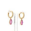 Pink Sapphire Marquise Mini Huggies Earrings