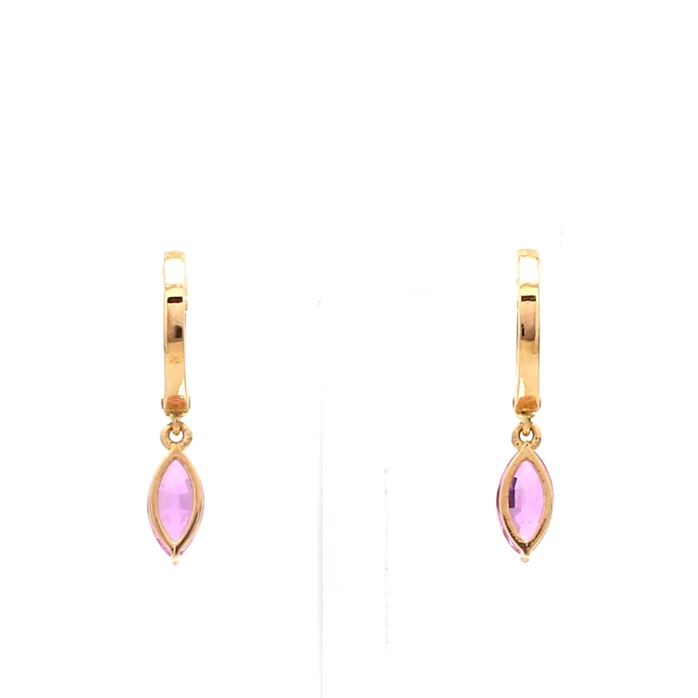 Pink Sapphire Marquise Mini Huggies Earrings