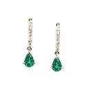 Emerald Pear Diamond Mini Huggies Earrings