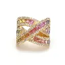 Rainbow Sapphire Princess Diamond Ring