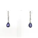 Blue Sapphire Pear Mini Huggies Earrings