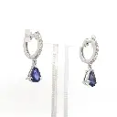 Blue Sapphire Pear Mini Huggies Earrings