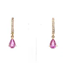 Pink Sapphire Pear Diamond Mini Huggies Earrings