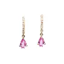 Pink Sapphire Pear Diamond Mini Huggies Earrings