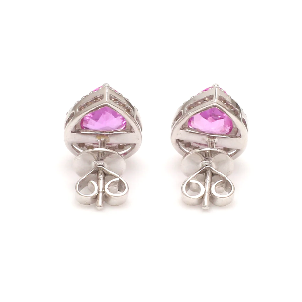 Pink Sapphire Pear Diamond Studs