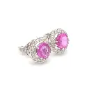 Pink Sapphire Diamond Round Cut Earring Studs