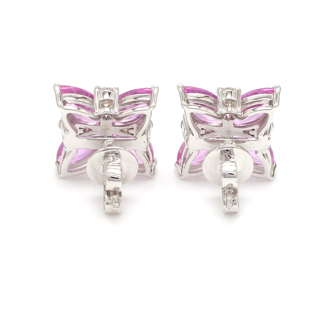 Pink Sapphire Diamond Earring Studs