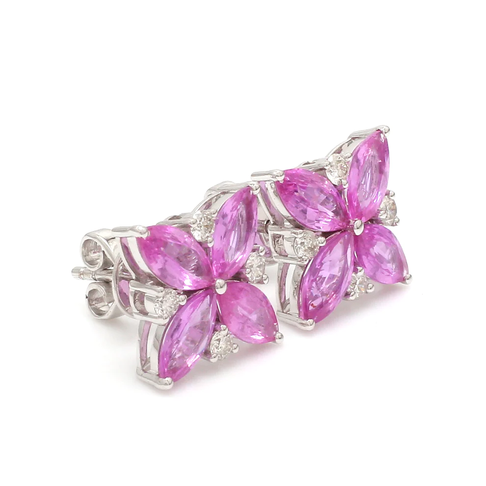 Pink Sapphire Diamond Earring Studs