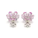 Pink Sapphire Diamond Flower Earrings Studs